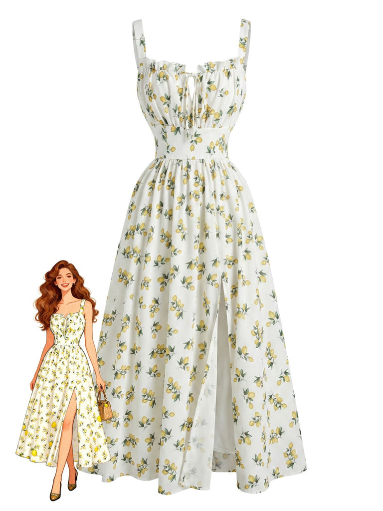 50er Kleid mit V-Ausschnitt und Hohe Taille