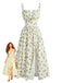 50er Kleid mit V-Ausschnitt und Hohe Taille