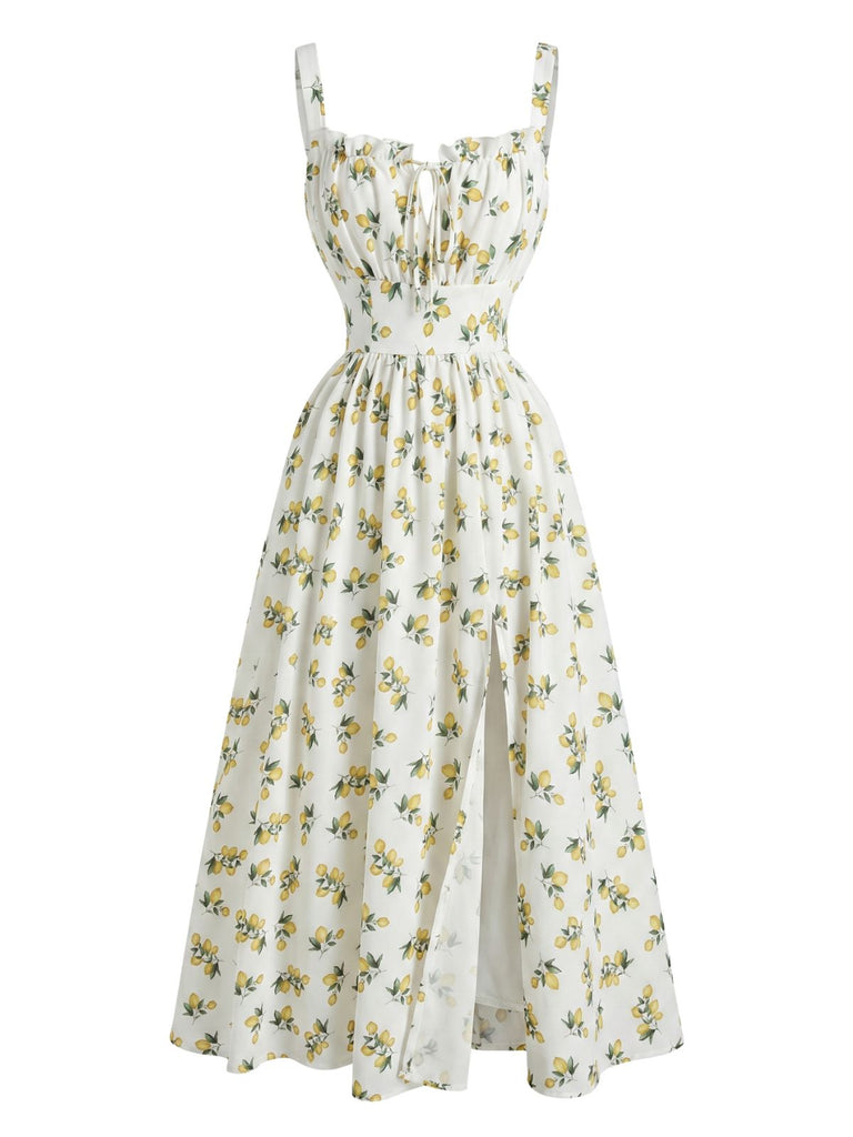 50er Kleid mit V-Ausschnitt und Hohe Taille