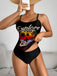 1950er Palme Baum Spaghetti Gurt Netz Tankini Set
