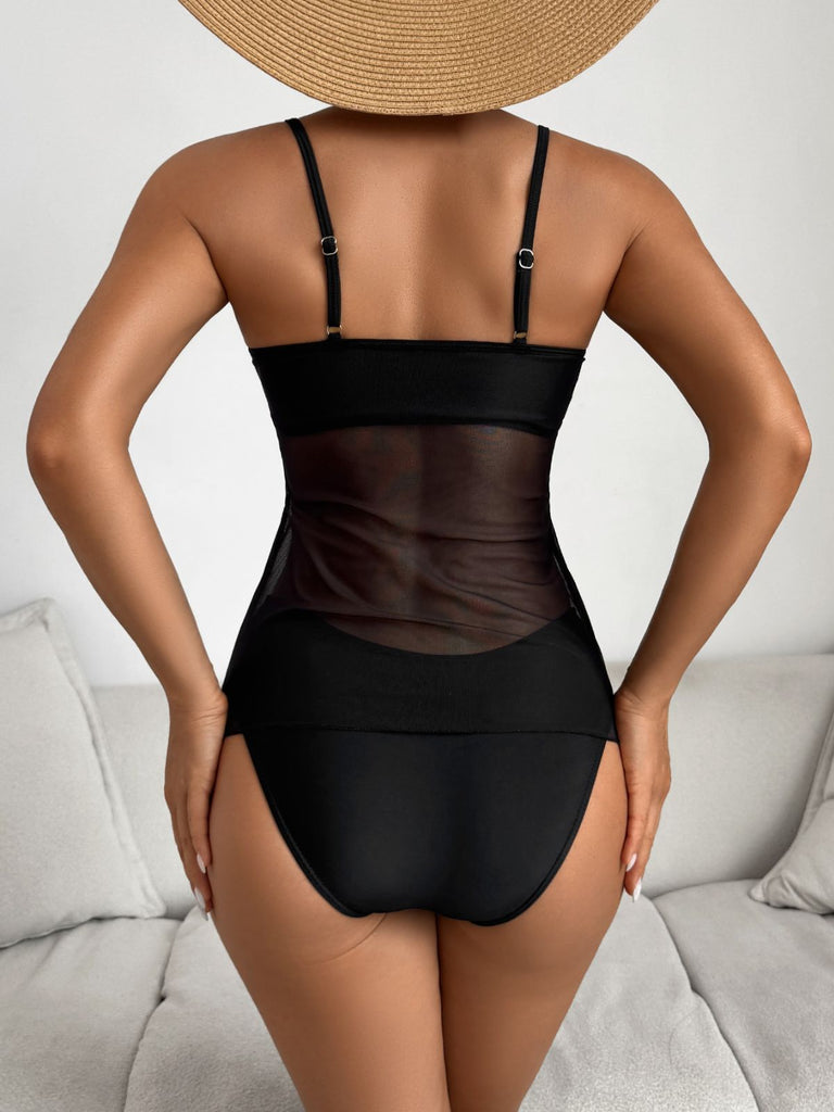 1950er Palme Baum Spaghetti Gurt Netz Tankini Set