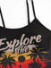 1950er Palme Baum Spaghetti Gurt Netz Tankini Set