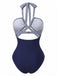 50er Badeanzug mit V-Ausschnitt und Neckholder