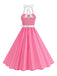1950er Polka Dot Halter Gürtel Swing Kleid