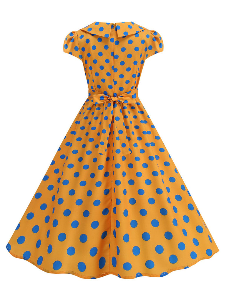 50er Swingkleid mit Kappärmel und Polka-Dots