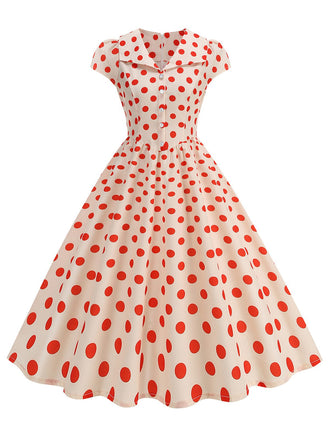 50er Swingkleid mit Kappärmel und Polka-Dots