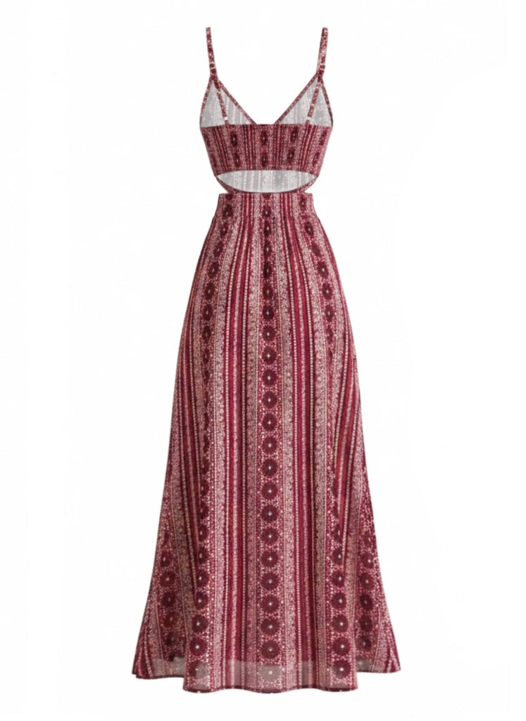 70er Boho Maxikleid mit Spaghettiträger