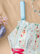 50er Swingkleid mit Blumen-Print und Eckiger Ausschnitt