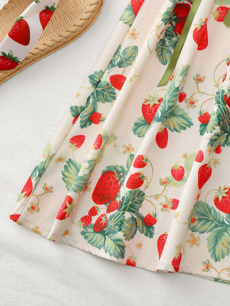 50er Swingkleid mit Blumen-Print und Eckiger Ausschnitt