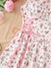 50er Swingkleid mit Blumen-Print und Eckiger Ausschnitt