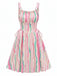 50er Swingkleid mit Blumen-Print und Eckiger Ausschnitt