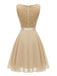50er Ärmelloses Kleid mit Pailletten und Gürtel