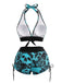 50er Gothic Bikini-Set & Shorts mit Neckholder und Totenkopf