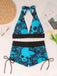 50er Gothic Bikini-Set & Shorts mit Neckholder und Totenkopf