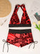 50er Gothic Bikini-Set & Shorts mit Neckholder und Totenkopf