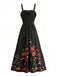 50er Kleid mit Spaghettiträger und Blumen