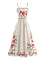 50er Smockkleid mit Blumen und Spaghettiträgern