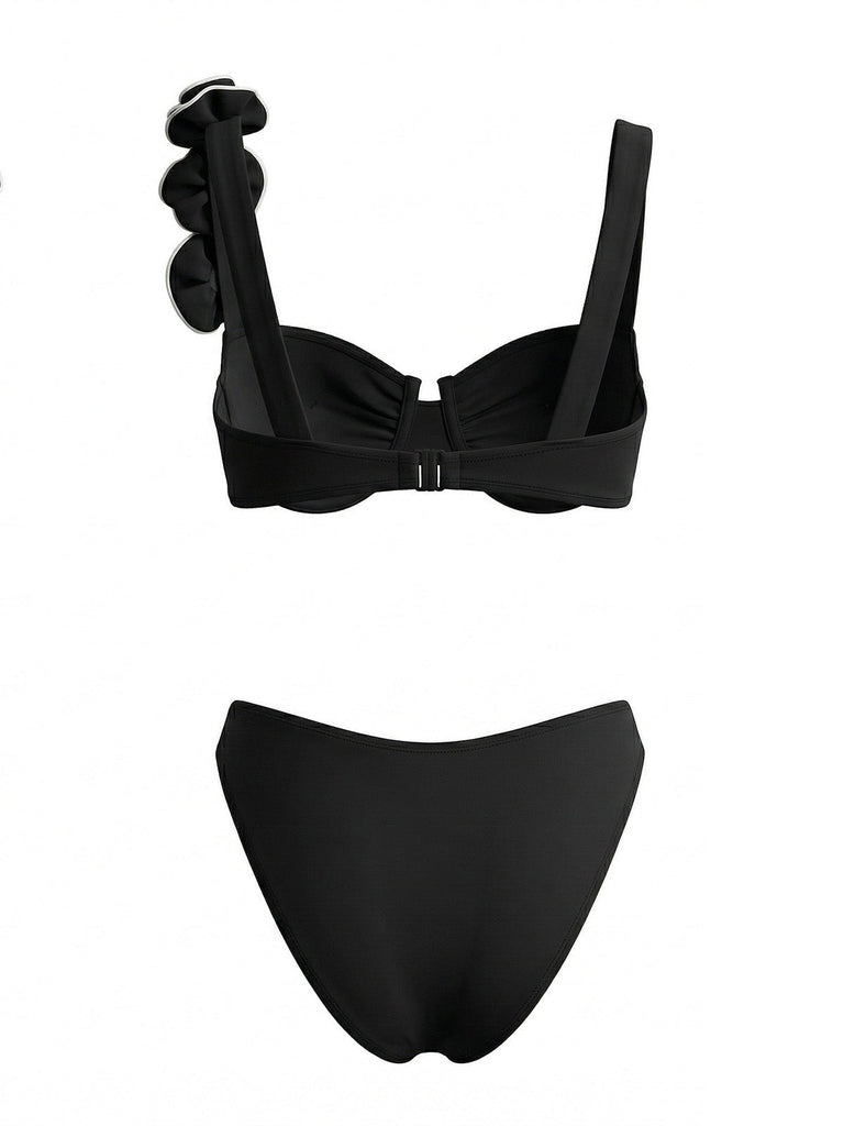 Rosa 50er Bikini-Set & Shorts mit 3D