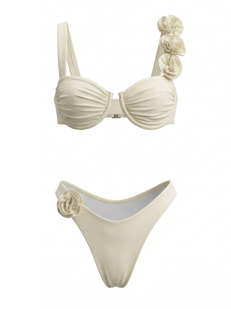 Rosa 50er Bikini-Set & Shorts mit 3D
