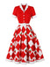 50er Swingkleid mit Farbblock und Erdbeere