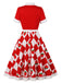50er Swingkleid mit Farbblock und Erdbeere