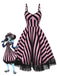 Schwarzes 50er Halloween-Swingkleid mit Kürbis-Print und Tüllsaum