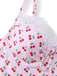 Rosa 1940er Kirsche Drucken Spitze Trimmen Eins Stück Bademode