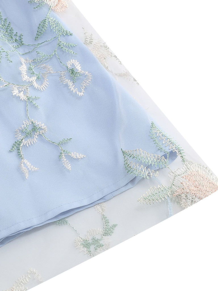 50er Kleid mit Blumen und Stickerei