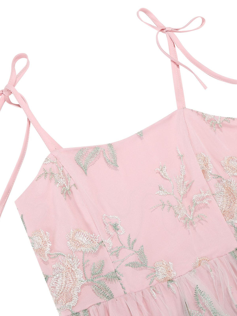 50er Kleid mit Blumen und Stickerei