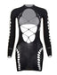 60er Gothic-Dessouskleid aus Mesh mit Cut-out und Schnürung
