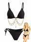 60er Bikini-Set mit Goldkette und gerippt