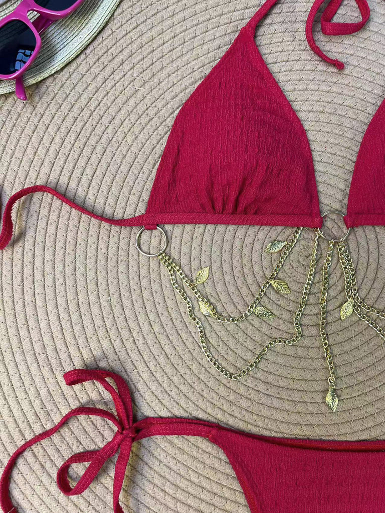 Goldes 60er Bikini-Set mit Triangle und gerippt