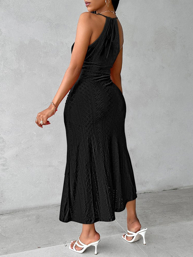 60er Kleid mit Neckholder und Häkelarbeit