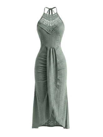 60er Kleid mit Neckholder und Häkelarbeit
