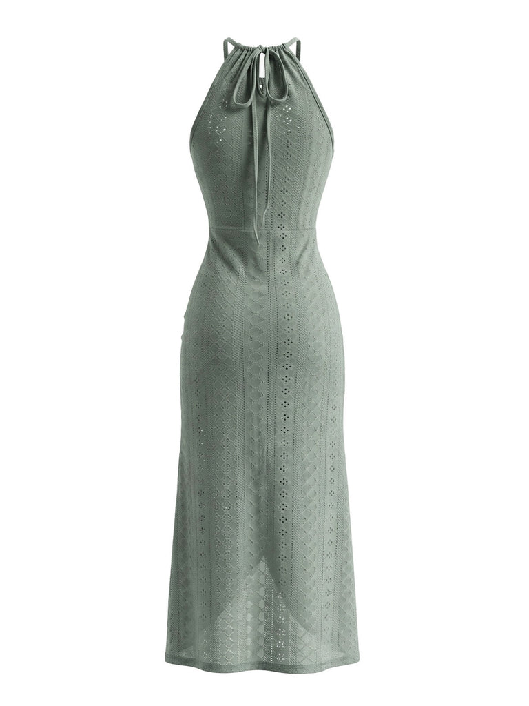 60er Kleid mit Neckholder und Häkelarbeit