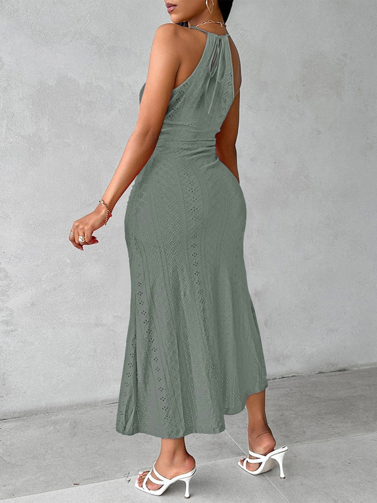 60er Kleid mit Neckholder und Häkelarbeit