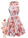 1960er Blumen Drucken Halfter Ärmellos Rückenfrei Swing Kleid