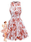 60er Swingkleid mit Neckholder, Blumen-Print und rückenfreiem Design