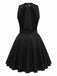 1960er Blumen Drucken Halfter Ärmellos Rückenfrei Swing Kleid