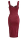 Weinrotes, figurbetontes Kleid im Stil der 1960er-Jahre mit Farbblock-Design und Raffungen aus Mesh – Vintage-Kleid, Retro-Mode, elegantes Rot