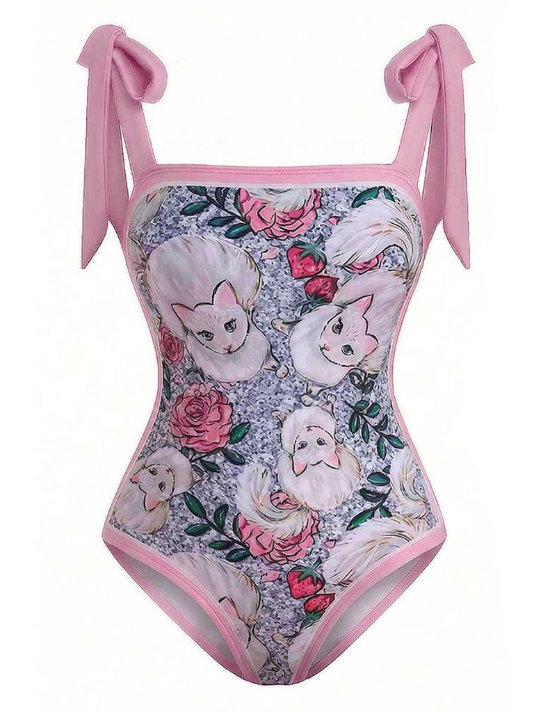 60er Badeanzug & Cover-Up mit Blumen und Print