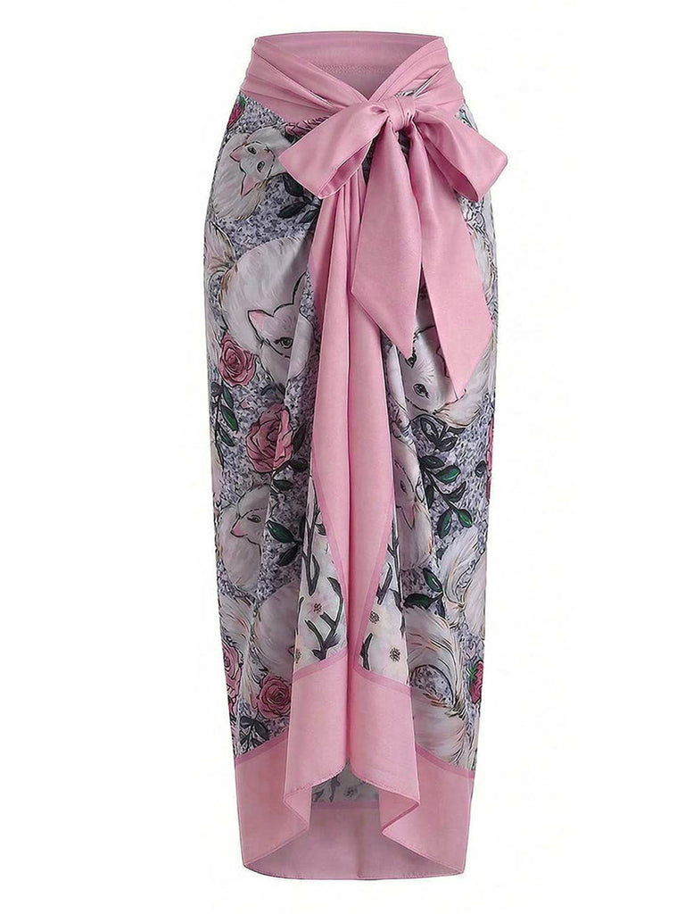 60er Badeanzug & Cover-Up mit Blumen und Print