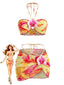 60er Bikini-Set mit Neckholder, Blumen-Print und figurbetontem Cover-Up
