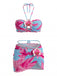 2PCS 1960er Blumen Drucken Halfter Bikini-Set & Figurbetont Abdeckung Up