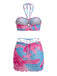 2PCS 1960er Blumen Drucken Halfter Bikini-Set & Figurbetont Abdeckung Up