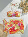 2PCS 1960er Blumen Drucken Halfter Bikini-Set & Figurbetont Abdeckung Up
