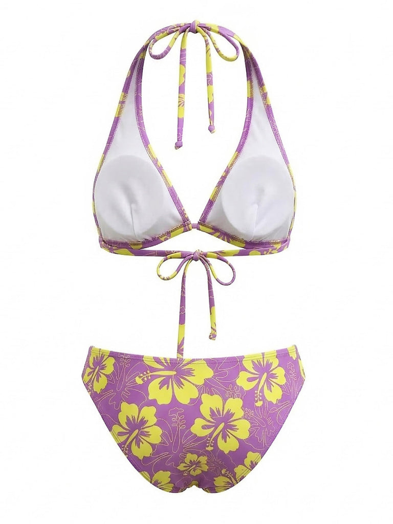 Tropischer Bikini mit Blumenmuster aus den 1960er Jahren – Vintage-Mode, Retro-Stil