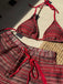 1960er Geschlagen Streifen Halfter Dreieck Bikini-Set