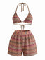60er Bikini-Set mit Neckholder, Streifen und Dreieck-Top