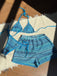 1960er Geschlagen Streifen Halfter Dreieck Bikini-Set